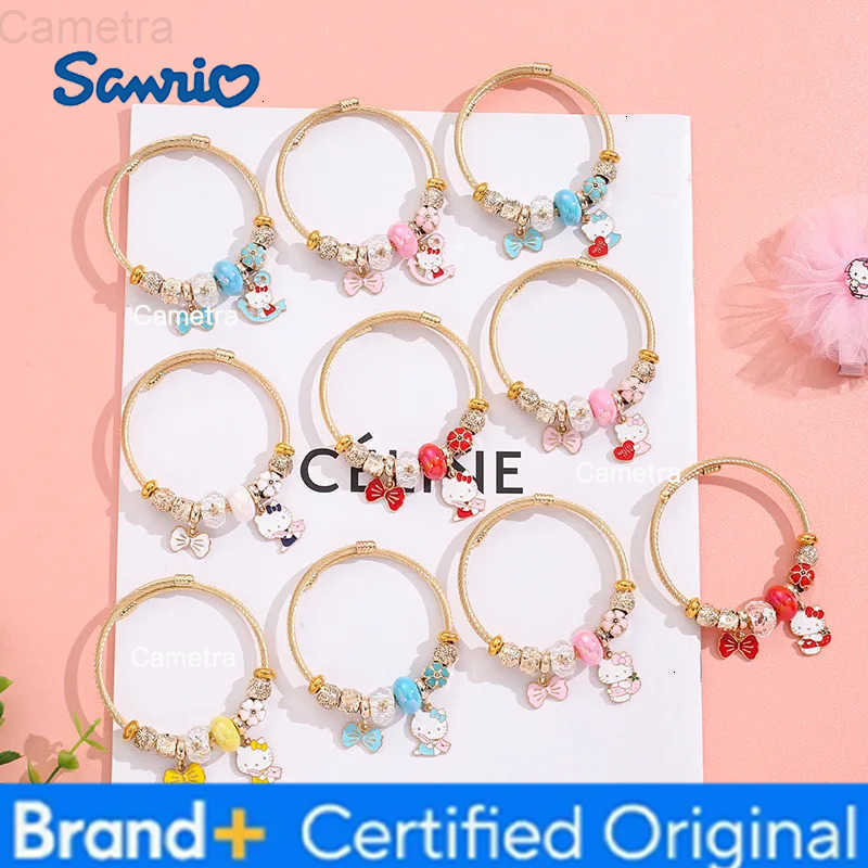 Sanrio Stainless Steel Bangle Cute Hello Kitty Flower Bowknot Charms Bracelets for Women Girls Lovely Accessories Jewelry Gifts H251229