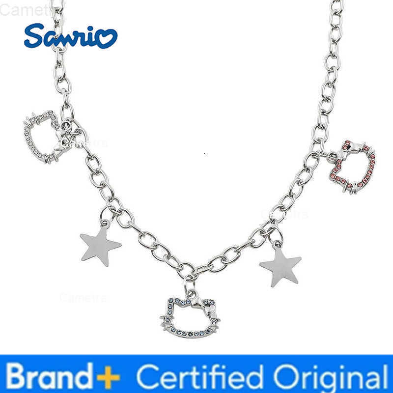 Sanrio Cartoon Cute Hello Kitty Necklace Creative Hollow Out Hello Kitty Star Neckchain For Friends Birthday Jewelry Gifts H251229