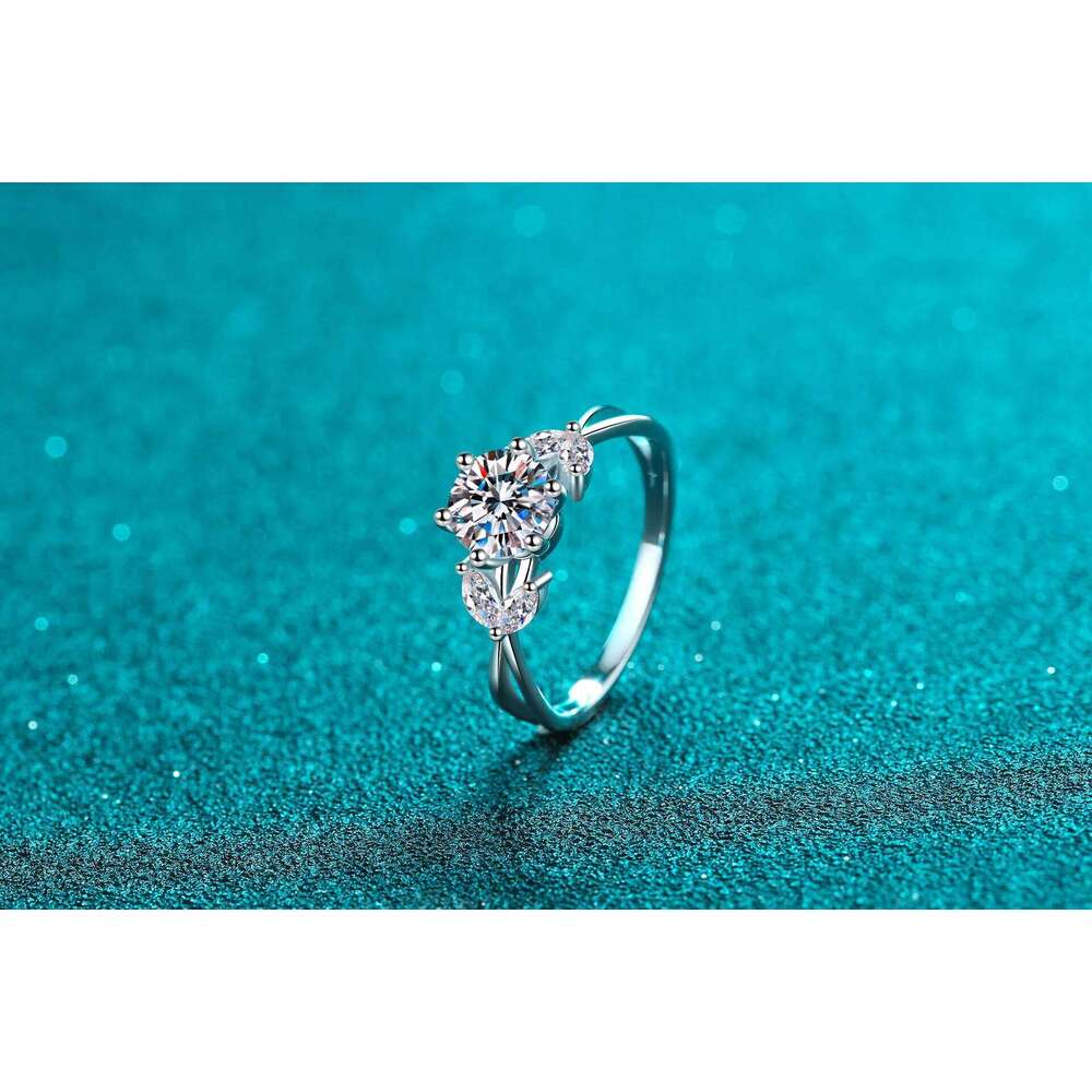 Sparkling 1.0 Ct Moissanite Diamond Rings for Women Solitaire Genuine 925 Sterling Silver Designer Luxury Wedding Jewelry cbd