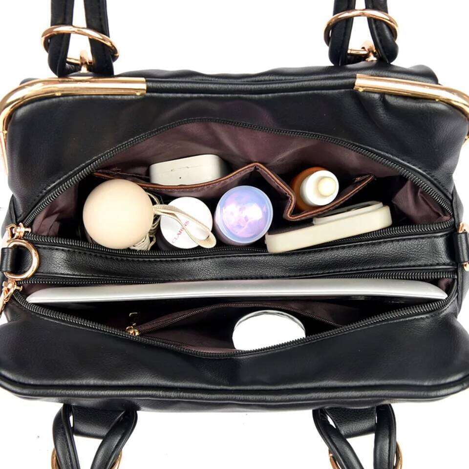 Top Quality Soft Pu Leather Top-Handle Bags Fashion Handbags 2 Layer Ladies Shoulder Crossbody Hand Bag Commuting Tote Xiu Lai Si