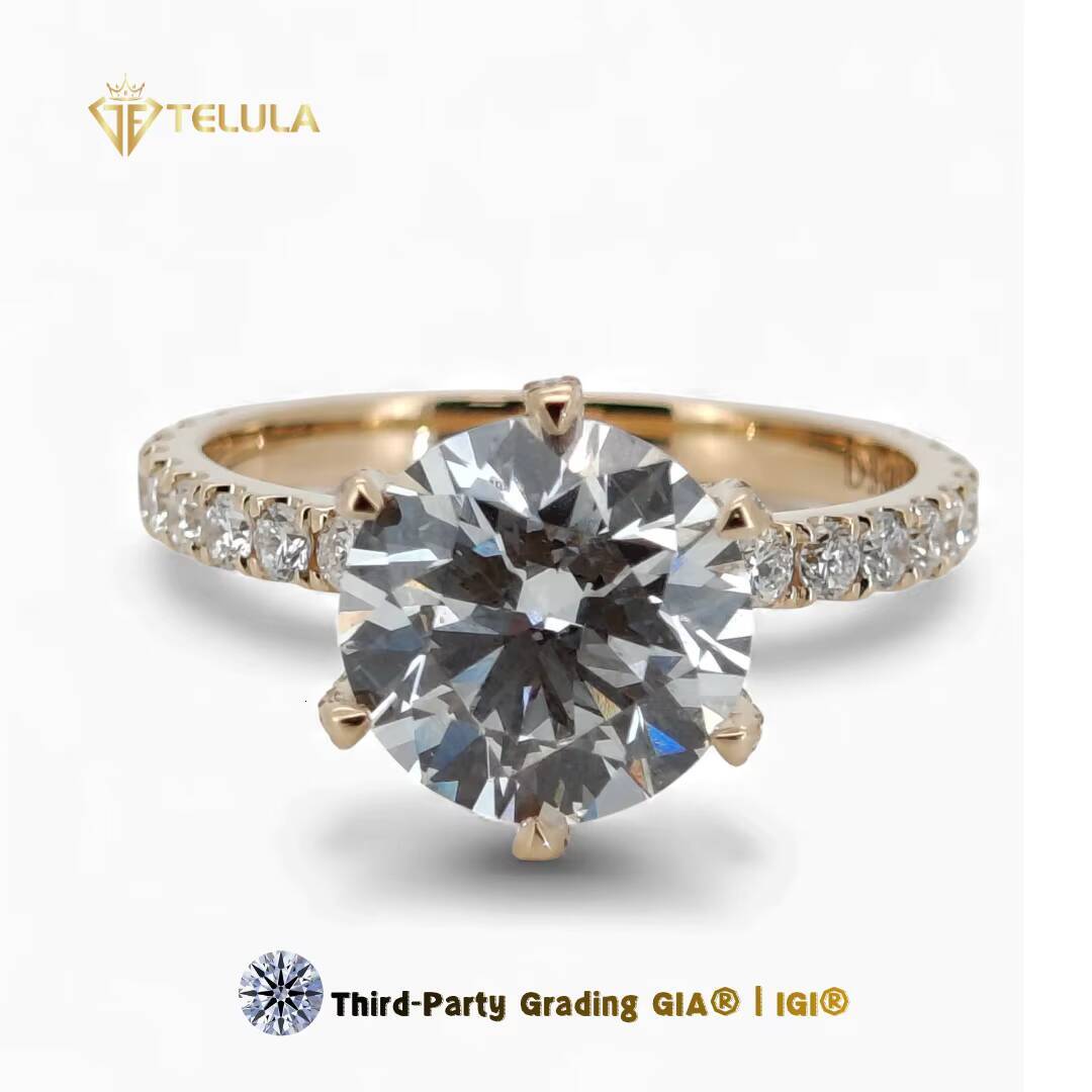 TELULA Factory Direct 18K Solid Gold Lab Diamond Ring IGI 3 CT VS1 D LGD Engagement Jewelry Collection Wedding Ring