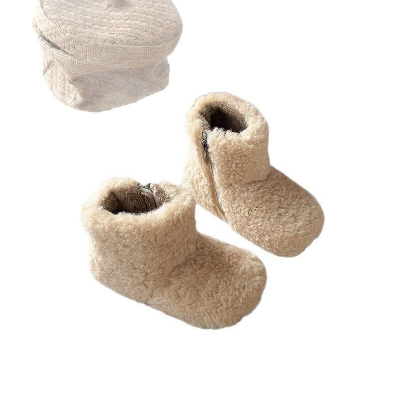 INS Cute Furry Short 2025 Autumn Winter New Korean Style Girls' Fleece-Lined Snow Boys' Warm Cotton Boots