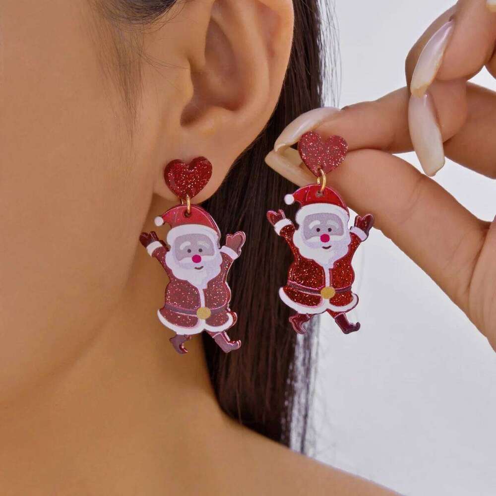 Christmas Acrylic Heart Santa Claus Deer Candy Crutch Xmas Tree Soldier Drop Earrings Cute Holiday Jewelry For Women Men Gifts C251227