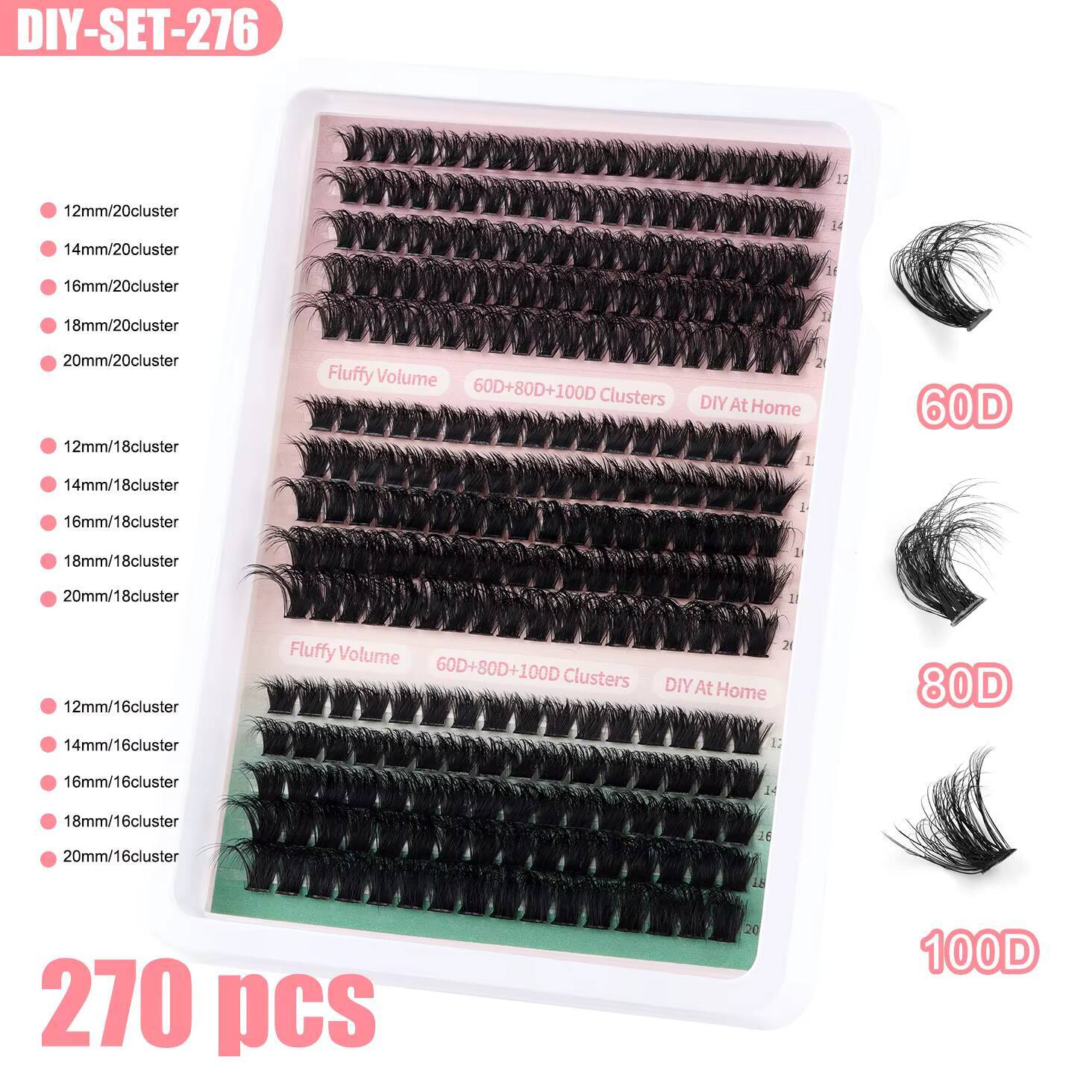 Fluffy 20mm Cluster Lashes Wholesale 80d 100d Cluster Kits With Tools Custom for Individual Diy Eyelashes Vendor