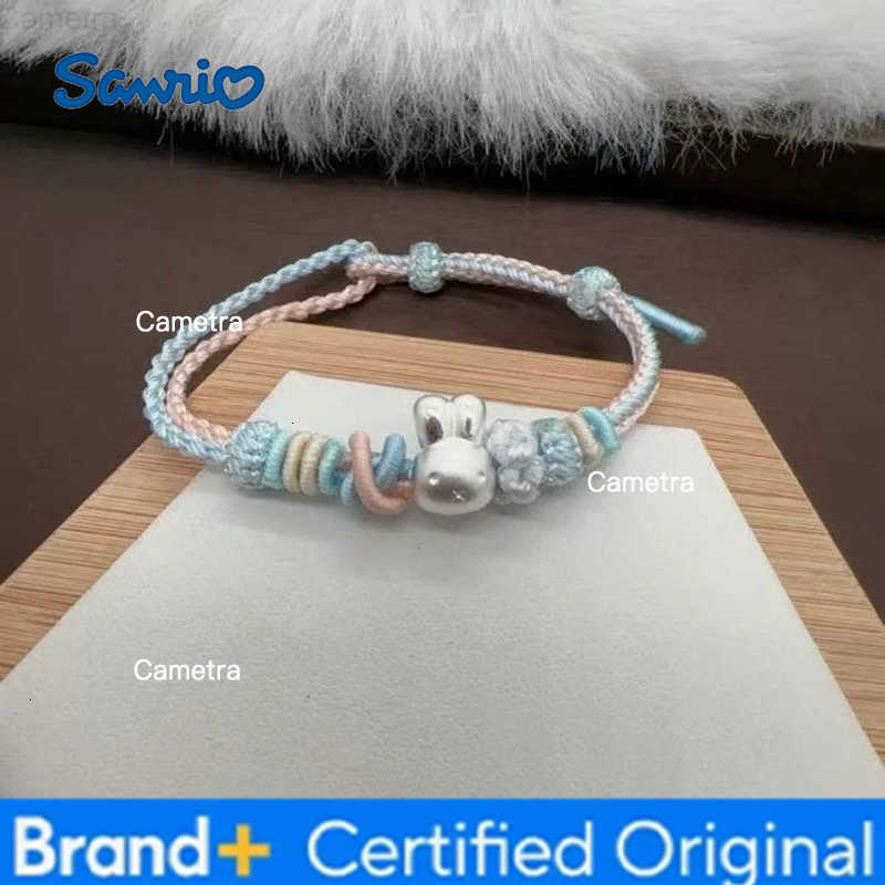 Sanrio Kawaii Miffy Rabbit Bracelet Pure Silver Cute Rabbit Hand-woven Rope Pure Silver Bracelet A Gift for Best Friends and Couples H251229