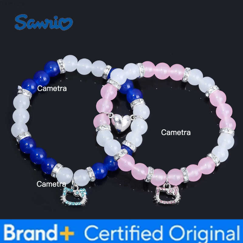 Sanrio Cartoon Cute Hello Kitty Bracelet Student Girl DIY Blue Pink Beads Bracelets Cosplay Prop Bangle for Women Jewelry Gifts H251229