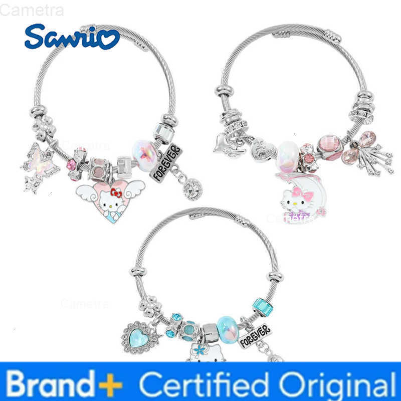 Sanrio Cartoon Hello Kitty Bracelet Charm Cute Moon Heart KT Cat Pendant Bangle for Girl Festival Jewelry Accessories Gifts H251229