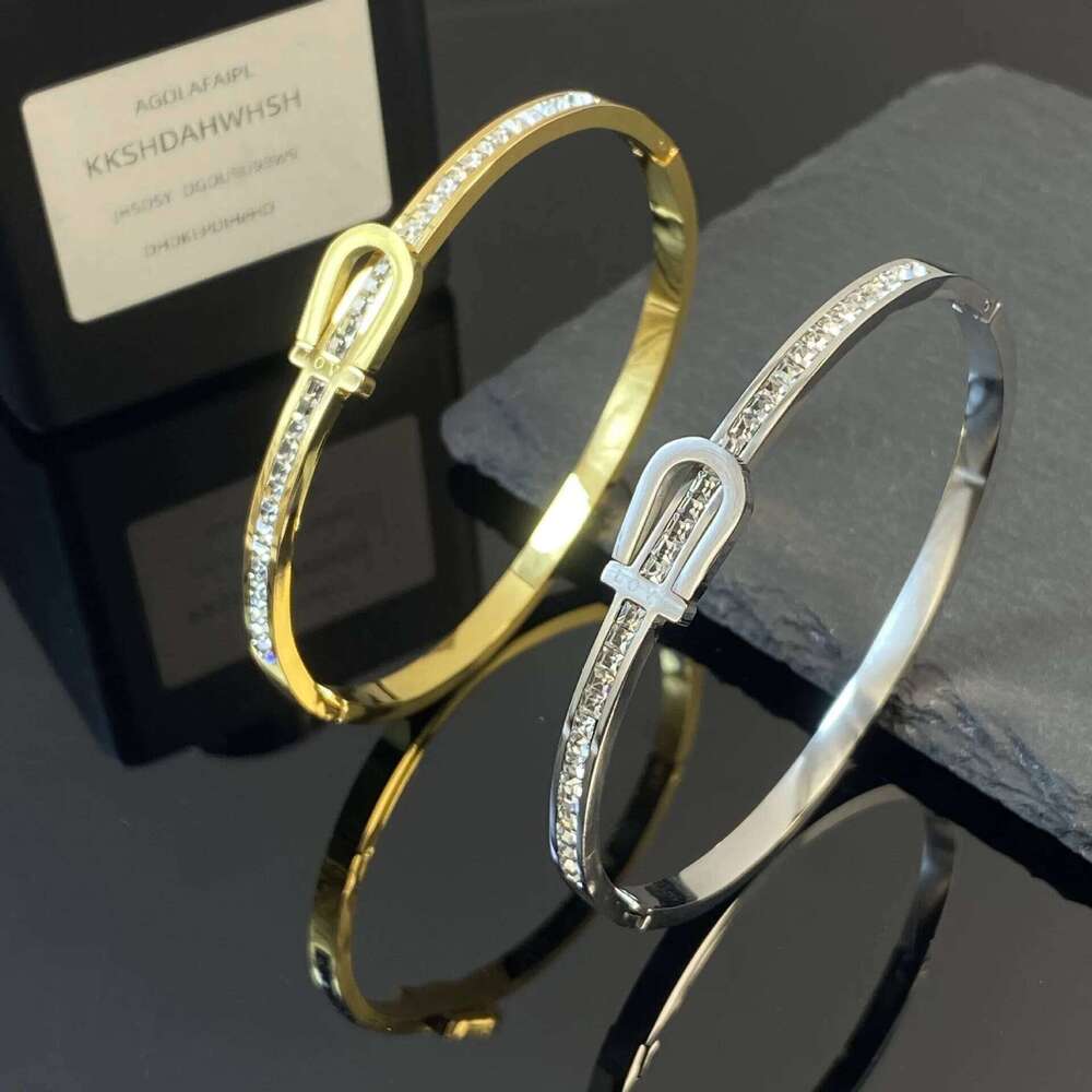 ZAKOL Classic Stainless Steel Open Bracelet for Women Men Horseshoe Buckle U-shaped Inlay Zircon Waterproof Jewelry Gift