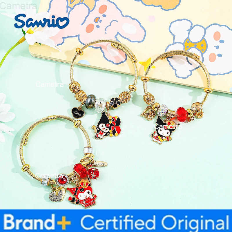 Sanrio Cartoon Kuromi Charm Bracelet Creative Cute Adjustable Bangle for Women and Girl Christmas Jewelry Gift H251229