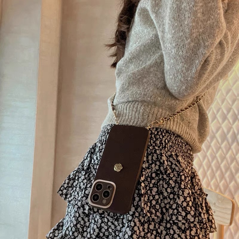 INS Melad Small Fragrance Camellia Crossbody Compatible with Apple 15 Phone Case Adjustable iPhone 14