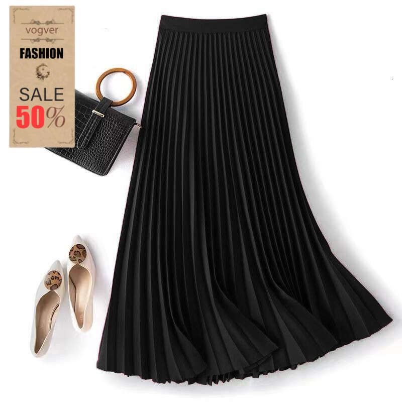 Women's Long Skirt Satin Elegant Organza High Waist Pleated Spring Summer Versatile Princess Half Long Skirt New Style