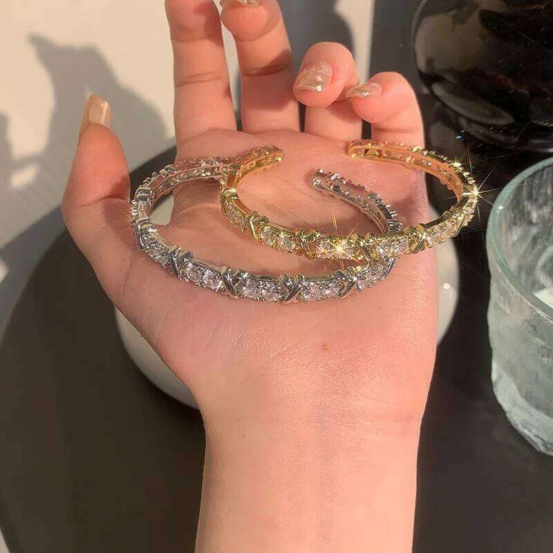 ZAKOL Fashion X Cross Zircon Bracelet Rings for Women Gorgeous Wedding Engagement Party Jewelry Set Factory Wholesale