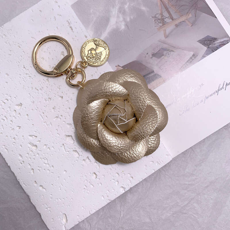 Fashionable Leather Camellia Backpack Pendant Keychain for Women Luxury Designer style