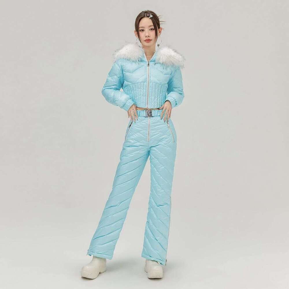 Winter Snowboard Jumpsuit Outdoor Women's Hooded Jumpsuit Windproof Waterproof Ski Suit For Snowboarding Hiking Ski Costumes WKERSIY