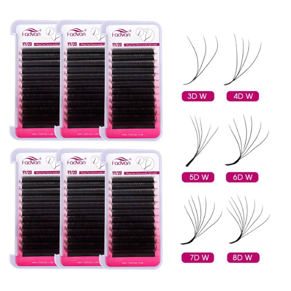 Fadvan 4D W Shape Hand Made Eyelash Extensions Full 4D Lashes Premade Fan Natural Soft Light Matte Dense W Design False Eyelash