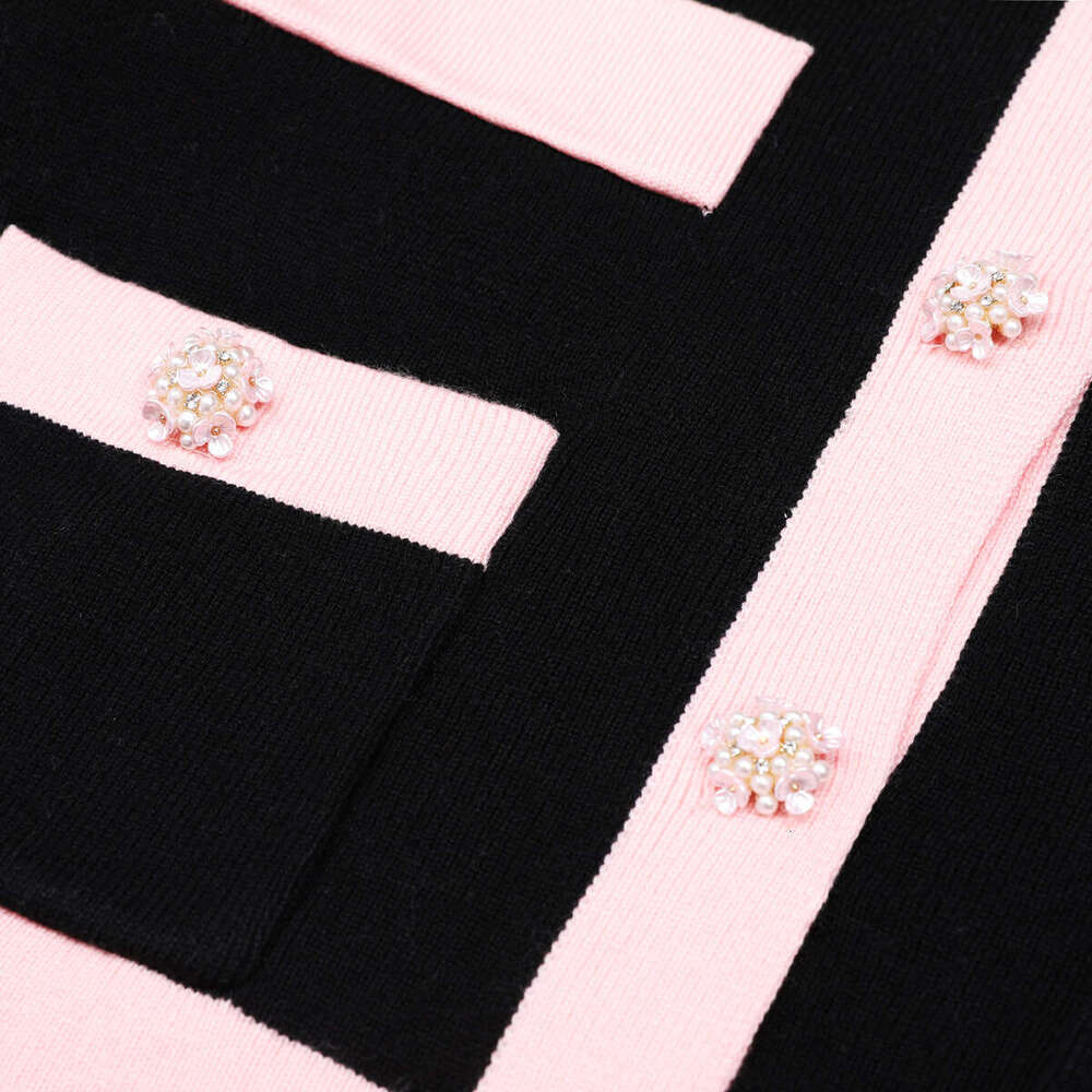 25252 High-End Quality In-Stock Spring And Autumn New Knitted Internet Celebrity Floral Sleeve Top Jacket + Long Pants Set For Women