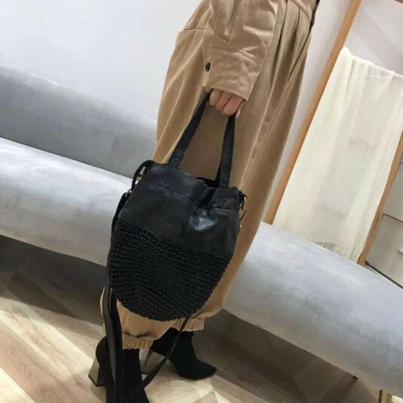 Summer New Products Genuine Leather Handmade Head Layer Cowhide Single Shoulder Crossbody Bag Women S Portable Wax Rope Braided LEMON KOKO