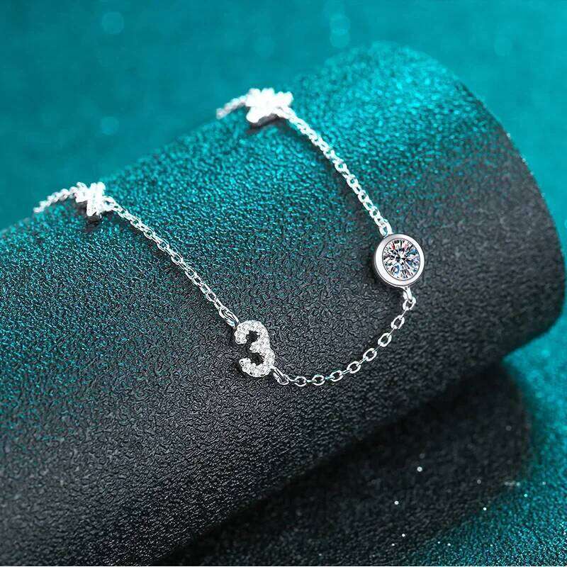 0.5 Ct Moissanite S925 Sterling Silver Bracelets for Women Plated Pt950 Cross O-chain Adjustable Lover's Gift Jewelry 25H1229