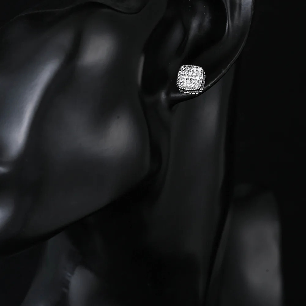 Trendy Square-shaped Men Cool Hip Hop Style Stud Earrings with Zirconia Perfect Mens and Womens Rock Jewelry Accessories 251224