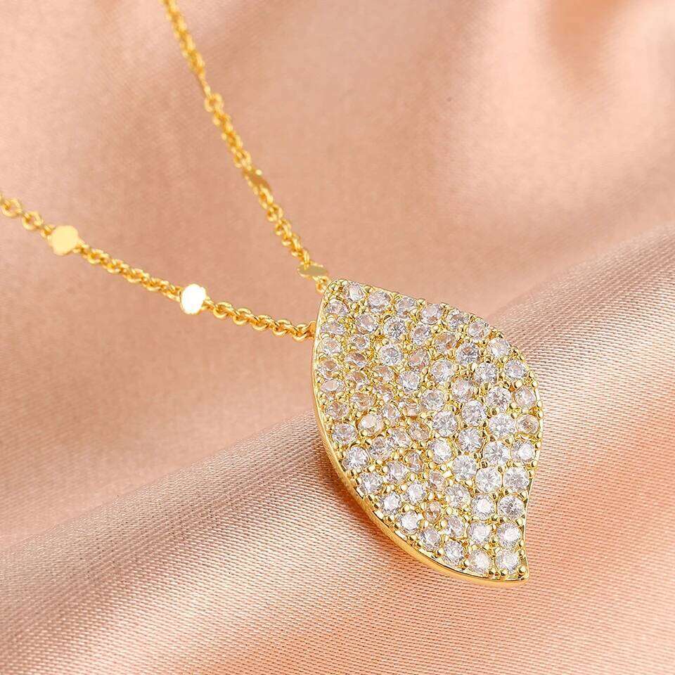 ZAKOL New Brilliant Micro-inlaid Zircon Leaf Earring Necklace Set for Women Buling Crystal Engagement Wedding Jewelry Gift