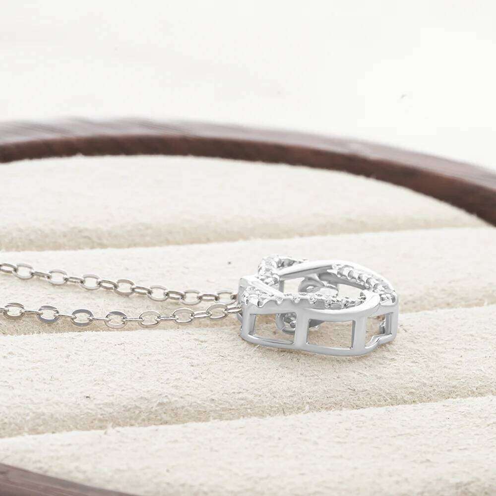 Moissanite Necklace For Women 100% Sterling S925 Silver With White Gold Plated Lab Diamond Jewelry Wedding Pendant with O-chain 245