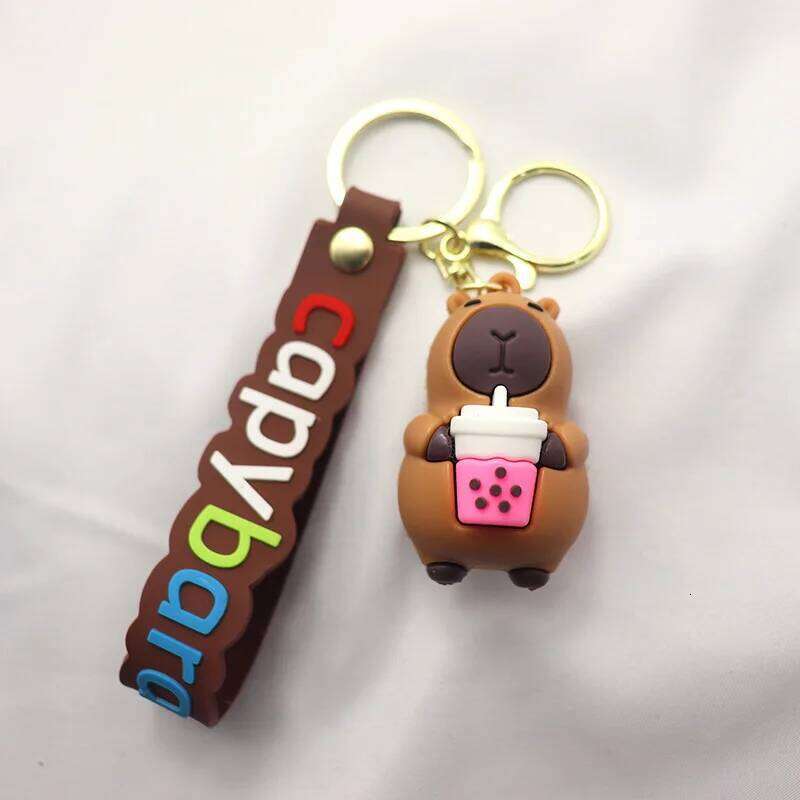 ZAKOL Cute Cartoon PVC Simulation Capybara Keychain Pvc Soft Rubber Backpack Key Mobile Phone Pendant Accessories Gift