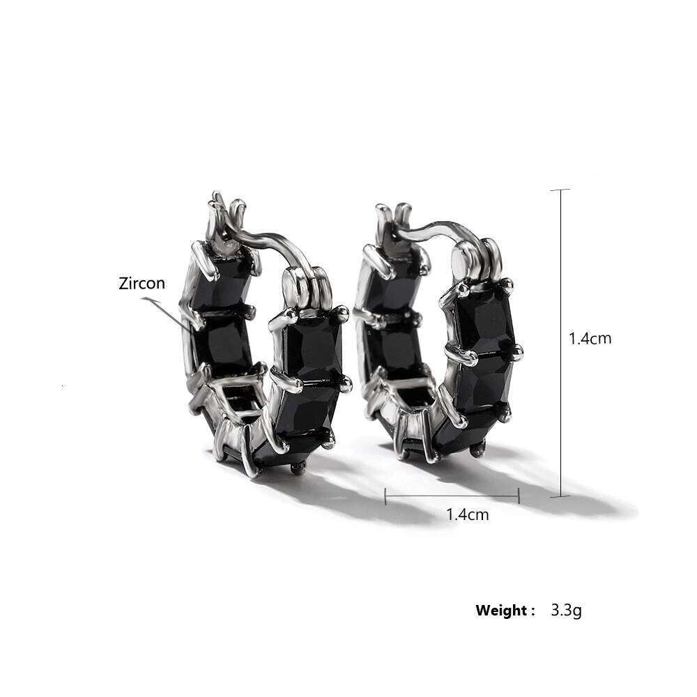 ZAKOL Korean Fashion Black Zircon Hoop Earrings Shiny Square Crystal Drop Earring Jewelry Gift for Women