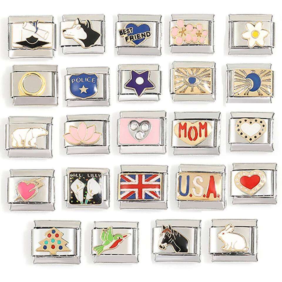 ZAKOL Flower Animal Flag Mixed Series Italian Charm DIY Stainless Steel Bracelet For Women Men Unique Jewelry Gift