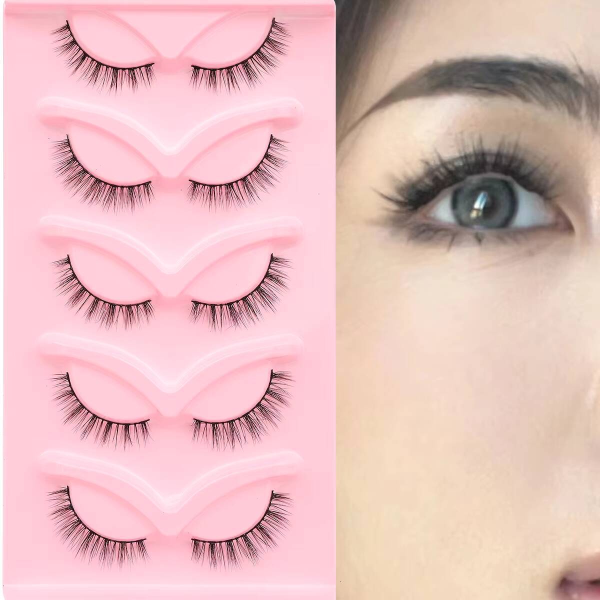 YEGZ-YJ-CD66 Natural Eyelashes Strip Eco-Friendly Vegan Domestic Chemical Fiber Curled Synthetic Hair 20mm Real Mink Full Strip