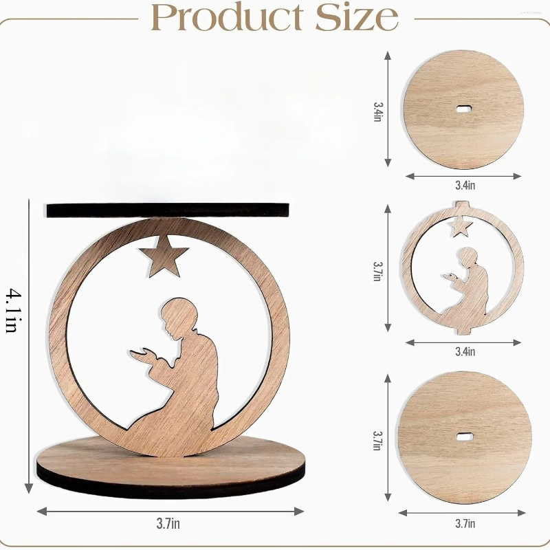 Candle Holders 5pcs Ramadan Handcrafted Wooden Pendants Religious Islamic Decor Contemporary Style Hanging Ornaments H260310