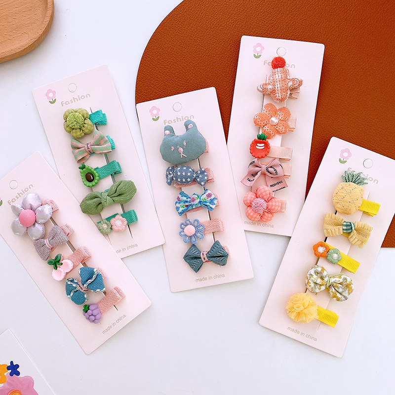 5Pcs/set Baby Newborn Hairpins Infant Toddler Hair Clip Barrettes Cute BB Clips Princess Girl Headwear Kids Hair Accessories C2022