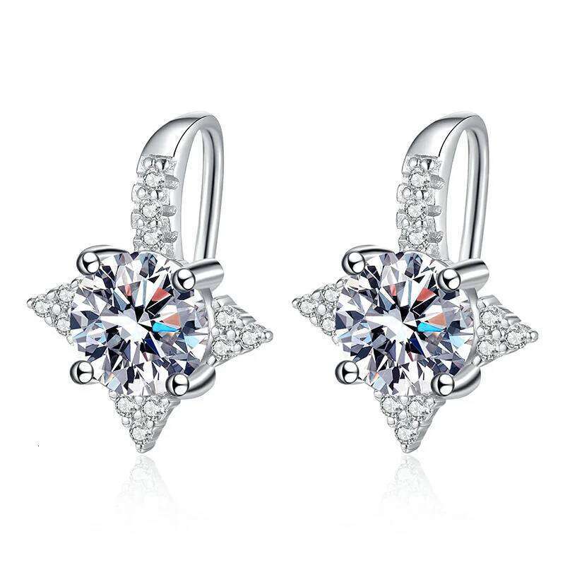Trendy D Color 0.5-1CT Moissanite Earrings For Women S925 Sterling Silver Diamond Stud Earring Ear Hook Fine Jewelry af5