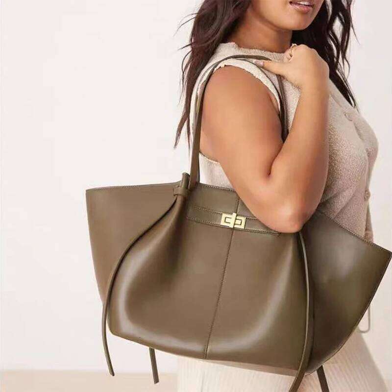 Brand Wing Shaped Handbag Luxury Gold Lock Buckle Design Tote Women Large Capacity Shopping Elegant Commute Underarm Bag Liksusie