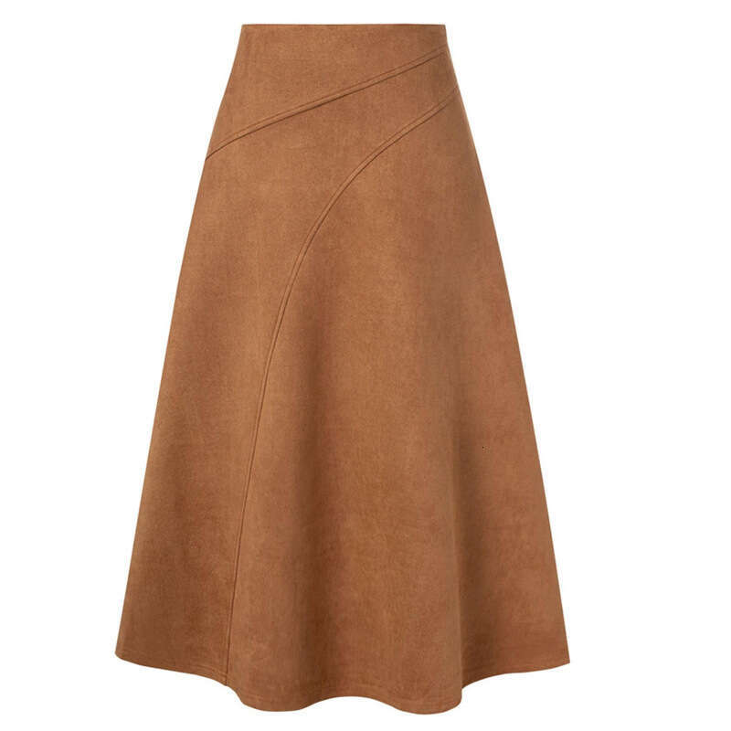 Women's High Waist Midi Skirt Casual A-line Skirt Elegant Autumn Commuter High-Waisted Pleated Versatile Skirt Flared for Daily Wear