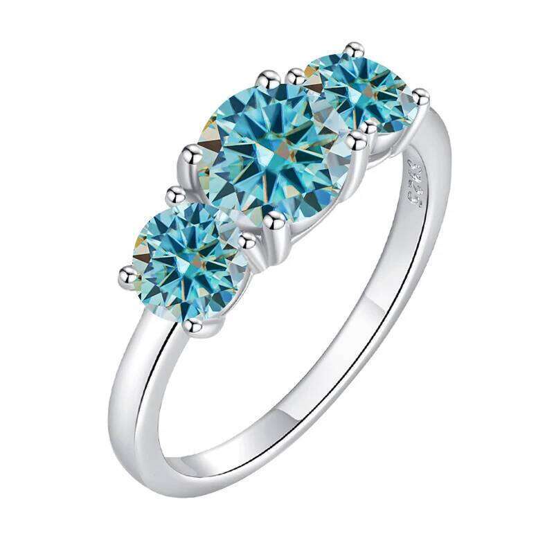 Total 4.0 Ct D Color Moissanite Three Stone Engagement Ring 925 Silver Rings 18K Gold Plated Customs Jewelry Wholesale afe