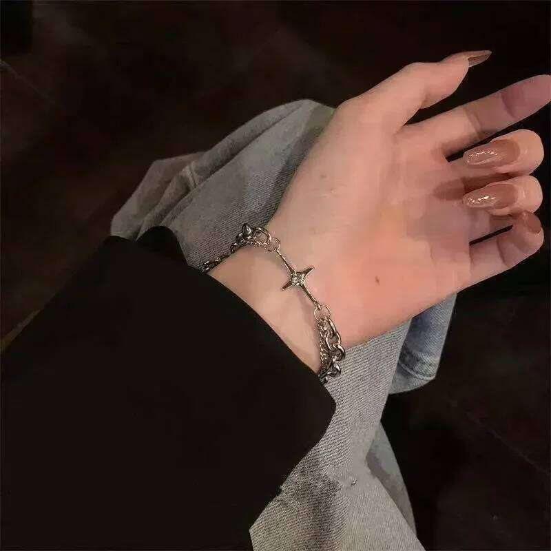 Y2K Vintage Star Punk Multilayer Chain Bracelets for Women Man Hip Hop Bracelet New Fashion Jewelry Aesthetic Bangles 25H1229
