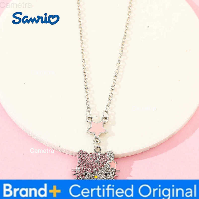 Sanrio Cute Hello Kitty Metal Necklace Cascading Sparkling Hellio Kitty Two-tone Version Beautiful Costume Jewellery Pendant H251229