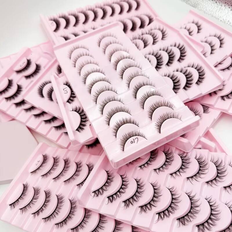 Wholesale Invisible Strip Eyelashes Faux Mink Lashes Natural and Fluffy 10 Pairs Synthetic Eyelashes