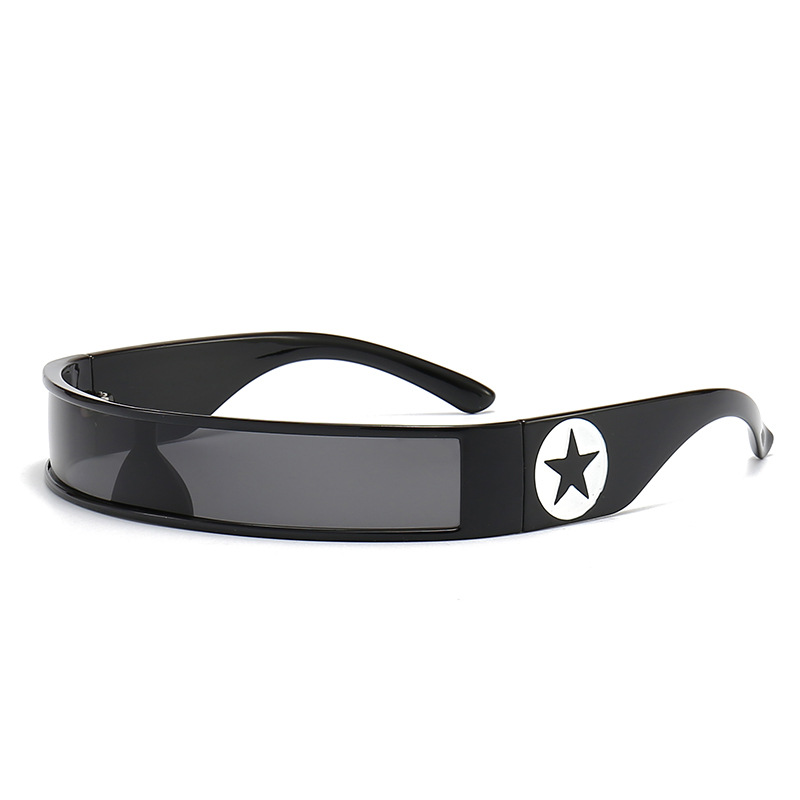 Five pointed star sunglasses, futuristic technology, rectangular one piece narrow frame sunglasses, trendy men's and women's trampoline sung