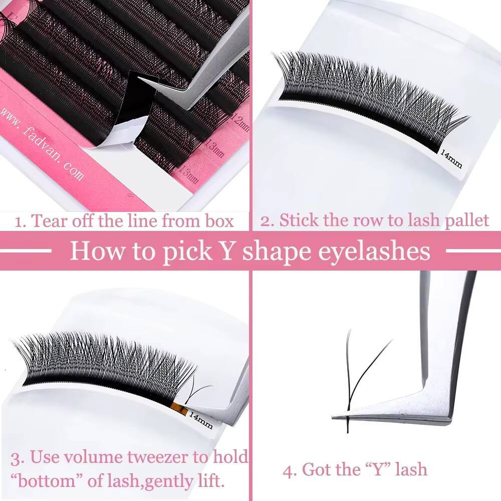Fadvan 4D W Shape Hand Made Eyelash Extensions Full 4D Lashes Premade Fan Natural Soft Light Matte Dense W Design False Eyelash