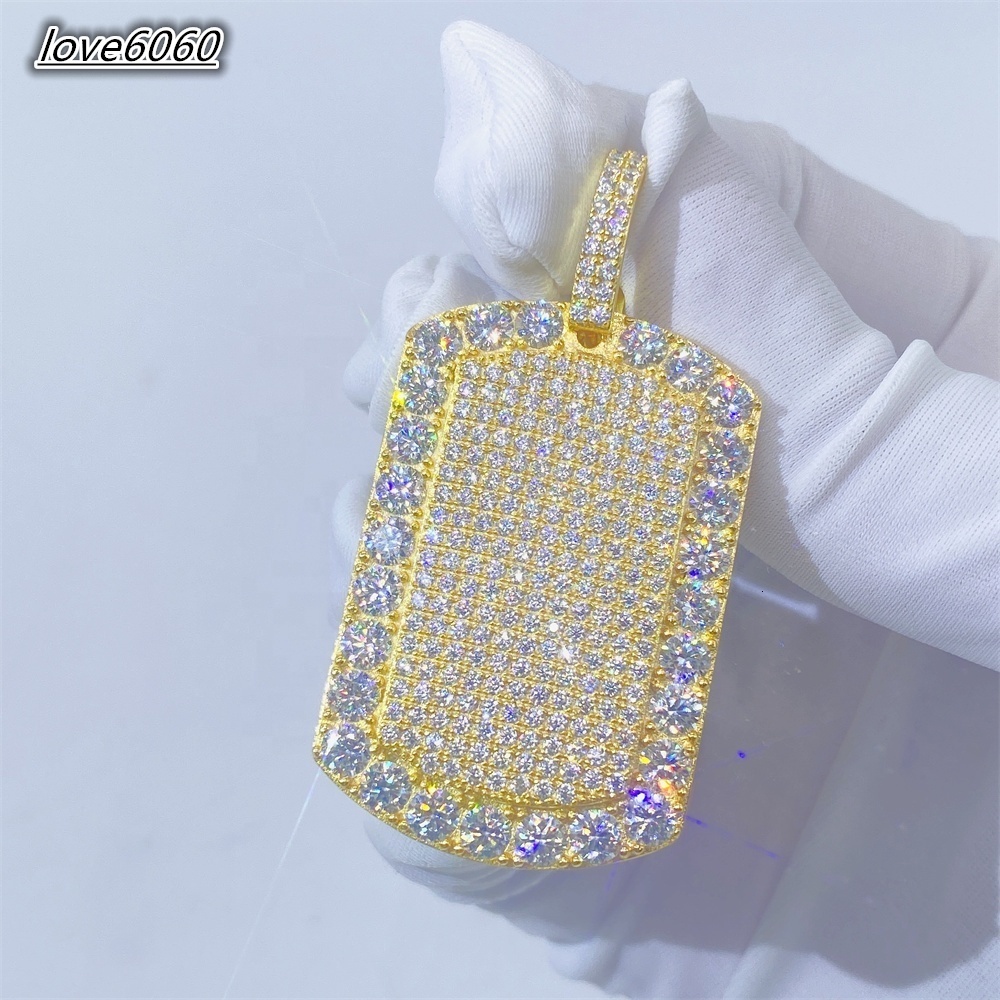 Hip Hop Jewelry Bling Necklace Chain 925 Solid Silver Moissanite Diamond Charm Pendant for Men