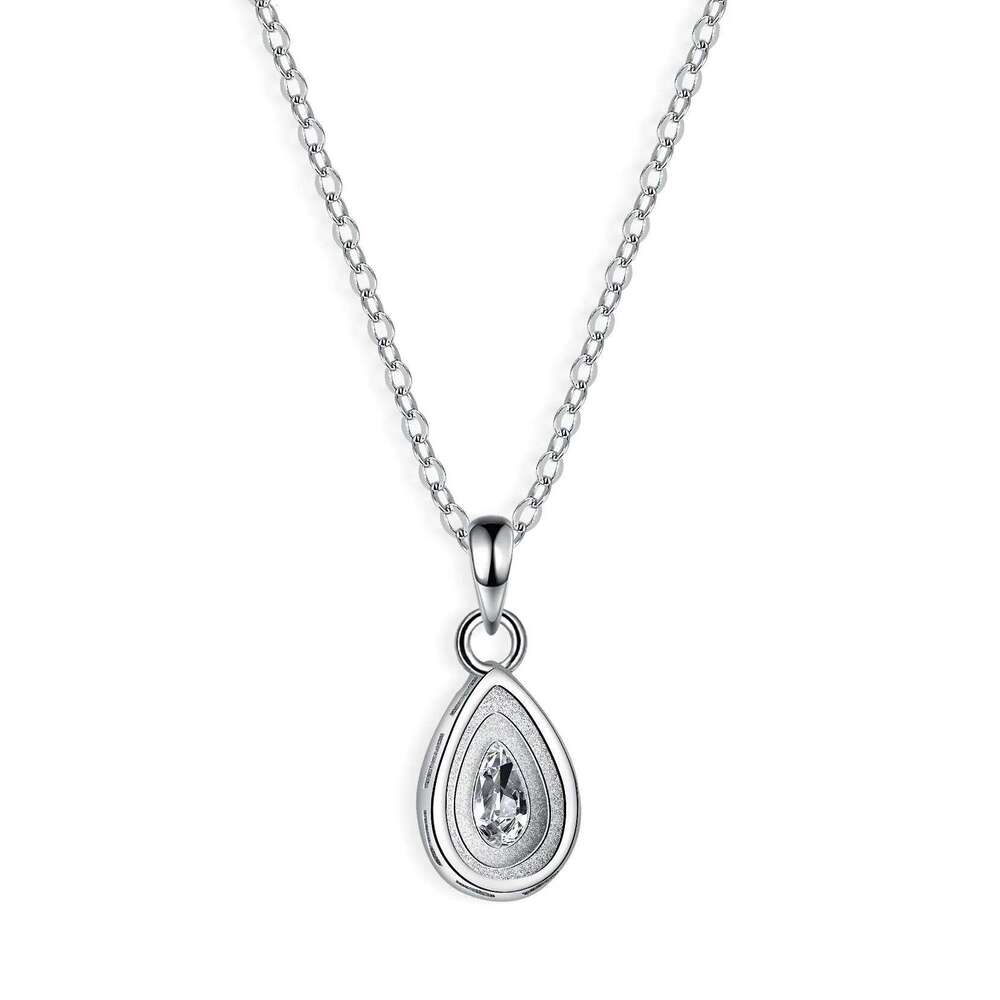18K gold inlaid pendant for women, moissanite droplet pear shaped full diamond PT950 platinum collarbone chain 775