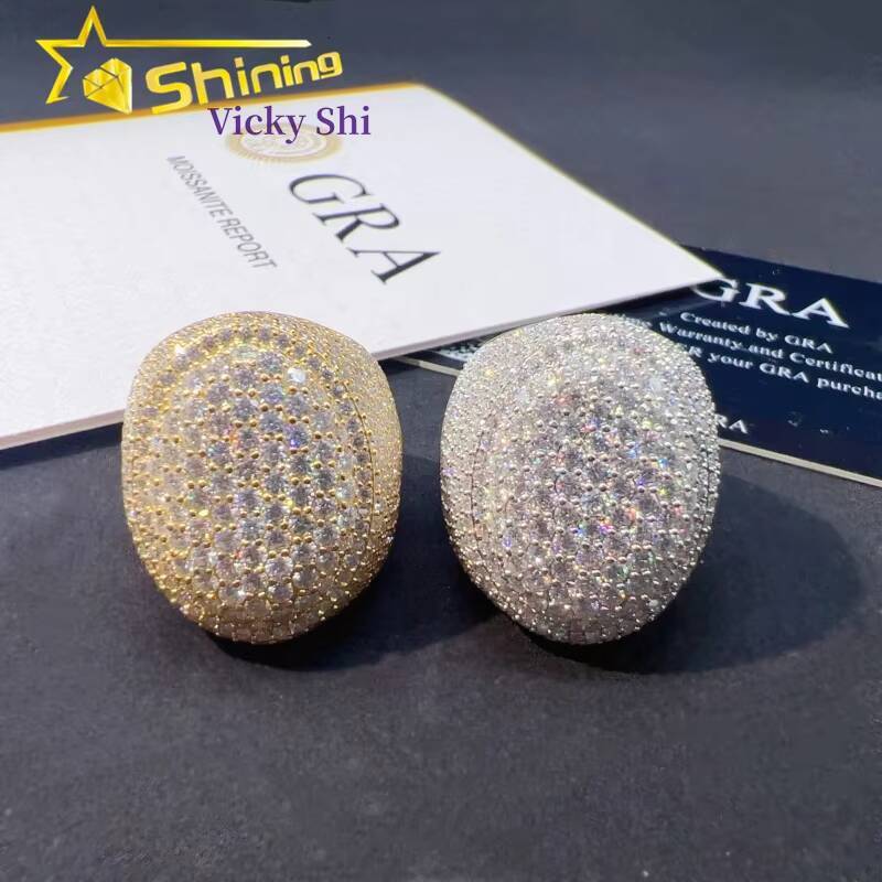 Luxury Design 925 Sterling Silver Hip Hop Ring Custom Full Diamond Rapper Iced Out Moissanite Ring