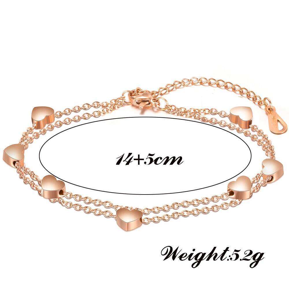 Fashion Heart Double Layer Bracelet For Women Adjustable Temperament Stainless Steel Chain Bracelets Pulseras 25H1229