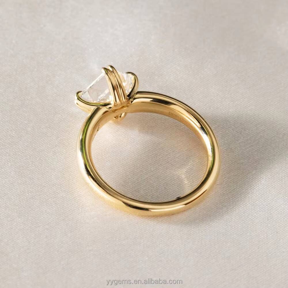 Fine Jewelry Double Prongs 2CT Top Quality Asscher Cut Moissanite Diamond 18K Yellow Gold Women Wedding Engagement Ring