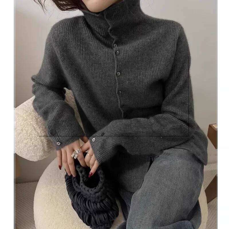 Soft Waxy Cashmere Knit Cardigan European Style Single-Breasted Sweater Long Sleeve Autumn Winter Fashionable Outerwear