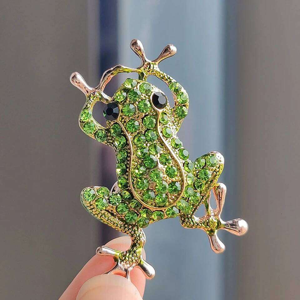 ZAKOL Luxury Green Crystal Frog Brooch Animal Brooches Pins For Women Dress Coat Accessories Jewelry Gift