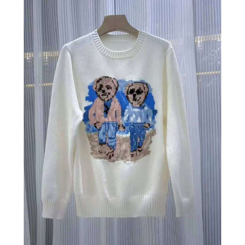 Vintage-Inspired Women's Embroidered Sweater - American College Style Knit Top, Round Neck Retro Fit Pullover, Cozy Fall Winter