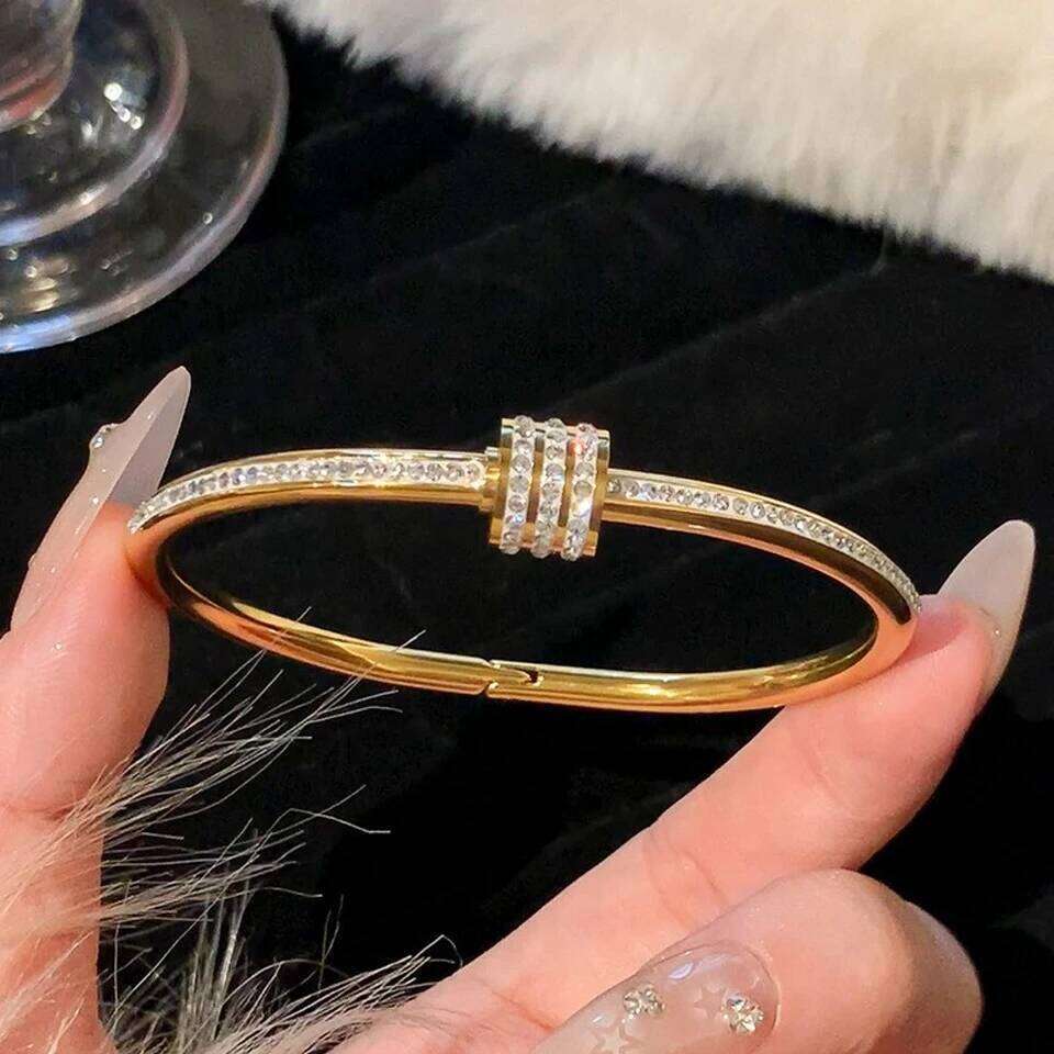 ZAKOL 5pcs/1pcs White Geometric Crystal Zircon Stainless Steel Stacked Bracelets For Women Christmas Birthday Jewelry Gifts