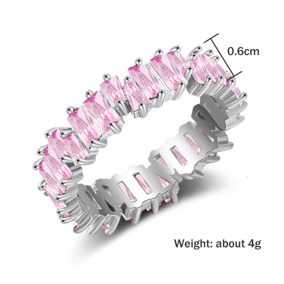 ZAKOL Fashion Luxury Pink Baguette Cubic Zirconia Engagement Rings for Women Marquise Crystal Stone Wedding Party Jewelry Gift